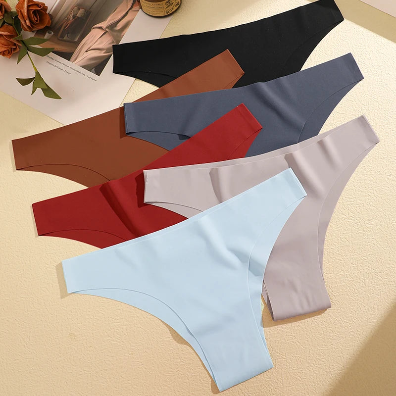 FINETOO 6Pcs/Set Ice Silk Seamless Underwear Low Waisted Brazilian