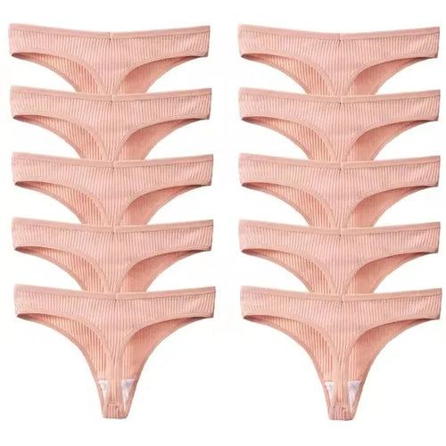 10Pcs/Set Women's New Thong Underwear Cotton Thread Underwear