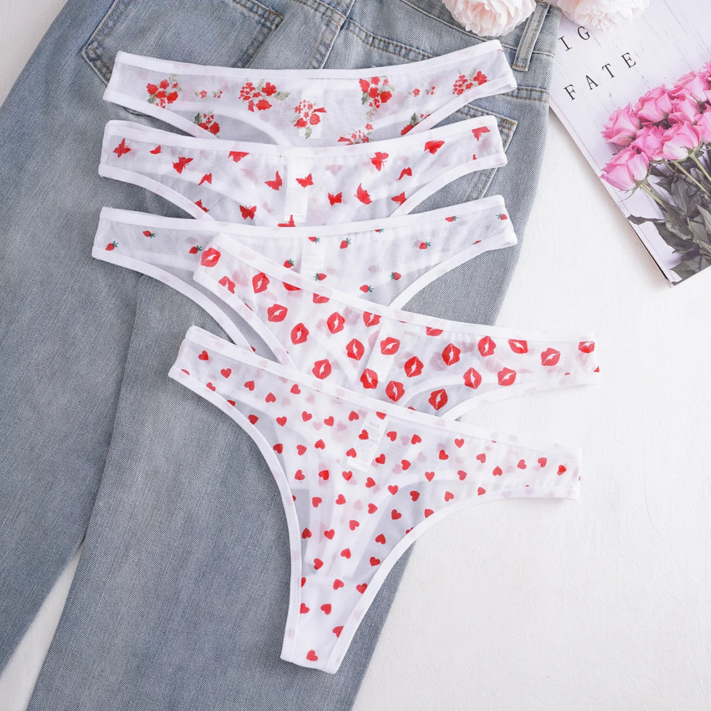 5pcs/Set Print Design Sexy Women thongs Fashion New Panty Underwear