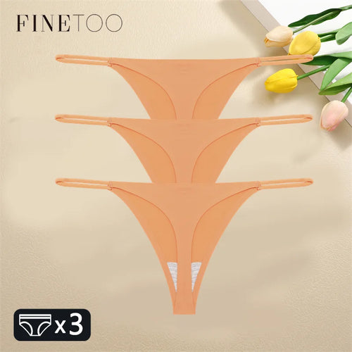 FINETOO 3PCS Women Seamless Thongs Sexy Low Waist Bikini Panties