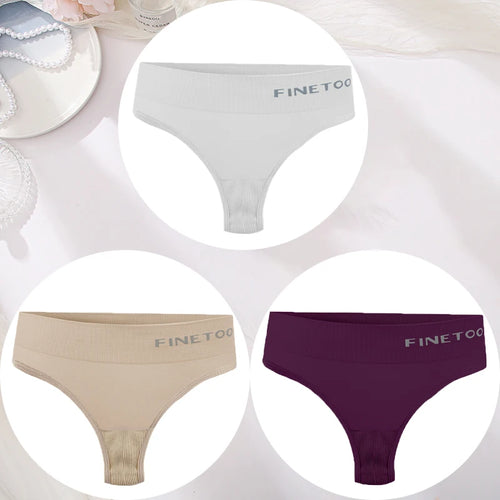 3PCS/Set Women's Panties Sexy Underwear FINETOO Large Size Thong Women