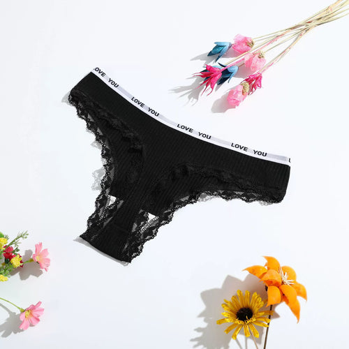 3Pcs/Lot Lace Thong Women's Tanga Low Waist Sexy Lingeries Cotton