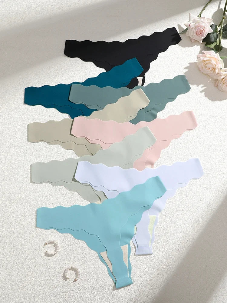 8Pcs Sexy Lingerie Women's Seamless Panties Ice Silk G-String Female