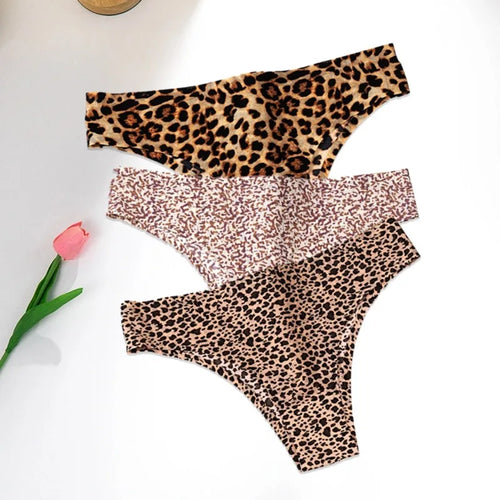 WarmSteps 3Pcs/Set Sexy Leopard Thongs Women's Panties Thongs 2024 New