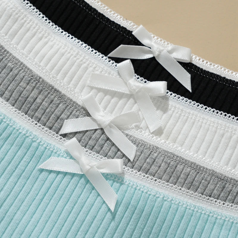 3PCS Sexy Low Waist Panties Women Lace Trim Solid Color Briefs M-XL