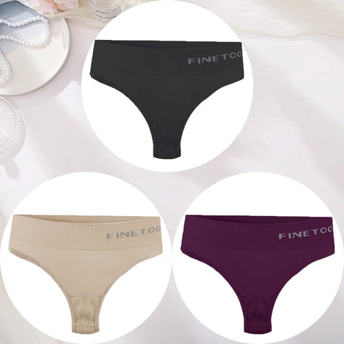 3PCS/Set Women's Panties Sexy Underwear FINETOO Large Size Thong Women