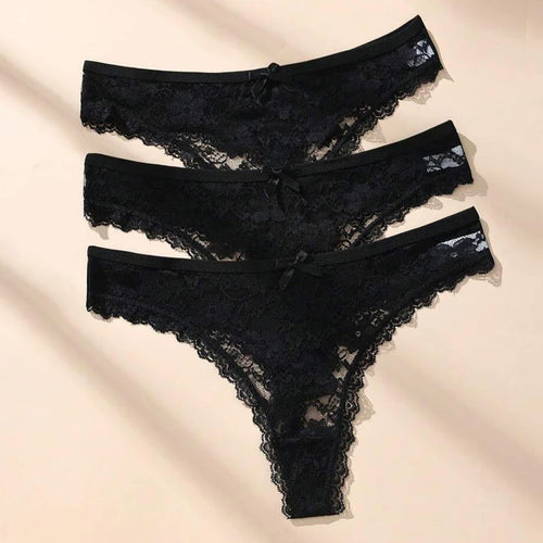 3Pcs Sexy Lace Women Thongs Transparent Women Panties Sexy Underwear