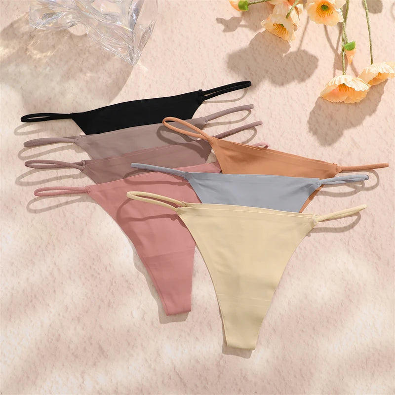 FINETOO 3PCS Women Seamless Thongs Sexy Low Waist Bikini Panties