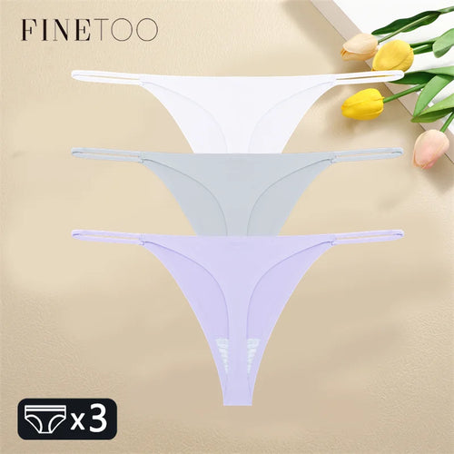 FINETOO 3PCS Women Seamless Thongs Sexy Low Waist Bikini Panties