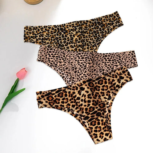WarmSteps 3Pcs/Set Sexy Leopard Thongs Women's Panties Thongs 2024 New