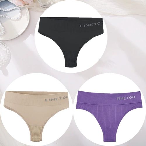 3PCS/Set Women's Panties Sexy Underwear FINETOO Large Size Thong Women