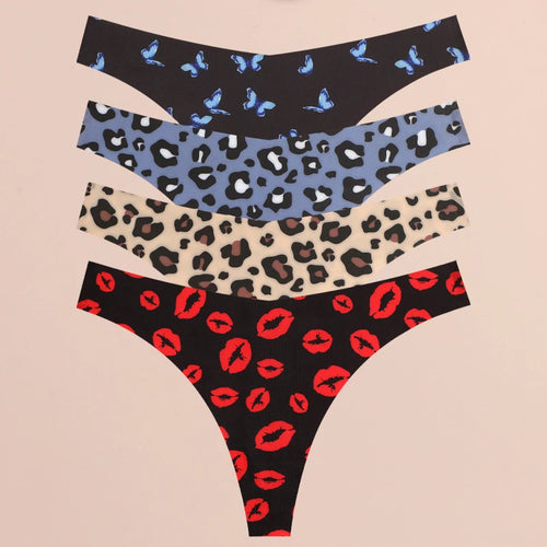 FINETOO 4Pcs Ultra Soft Underwear For Women Sexy Graphic Print