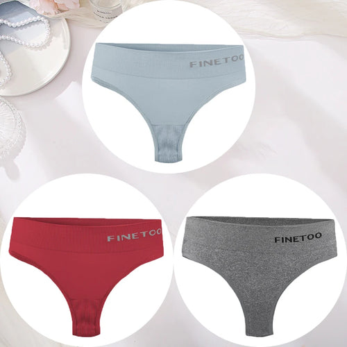 3PCS/Set Women's Panties Sexy Underwear FINETOO Large Size Thong Women