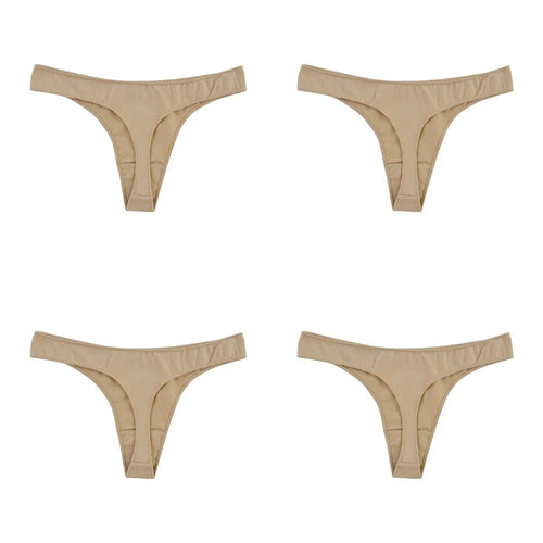 4Pcs/Set Cotton Thongs For Women Low Rise Panties Sexy G-String Female