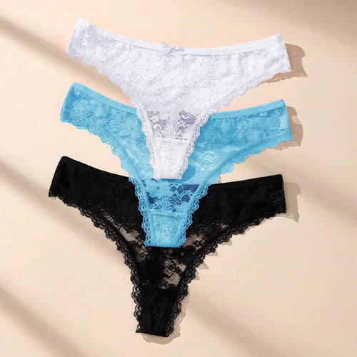 3Pcs Sexy Lace Women Thongs Transparent Women Panties Sexy Underwear