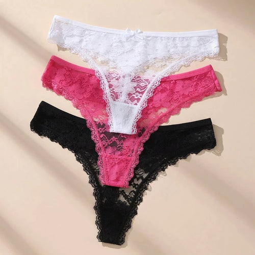 3Pcs Sexy Lace Women Thongs Transparent Women Panties Sexy Underwear