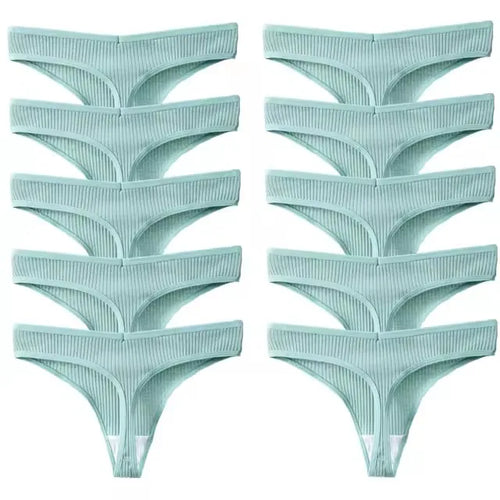 10Pcs/Set Women's New Thong Underwear Cotton Thread Underwear