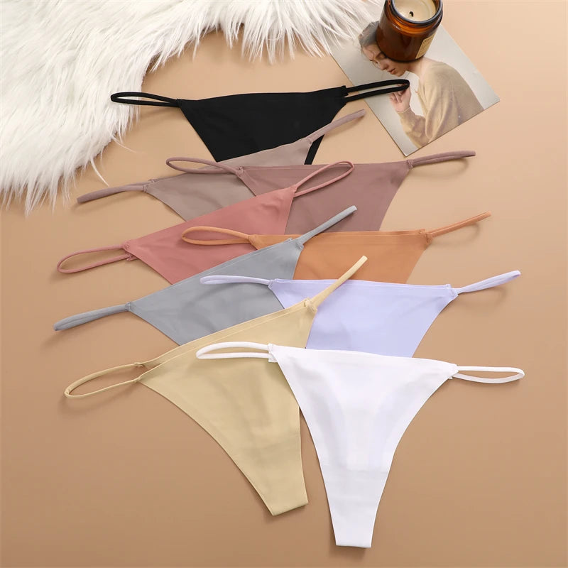 FINETOO 3PCS Women Seamless Thongs Sexy Low Waist Bikini Panties