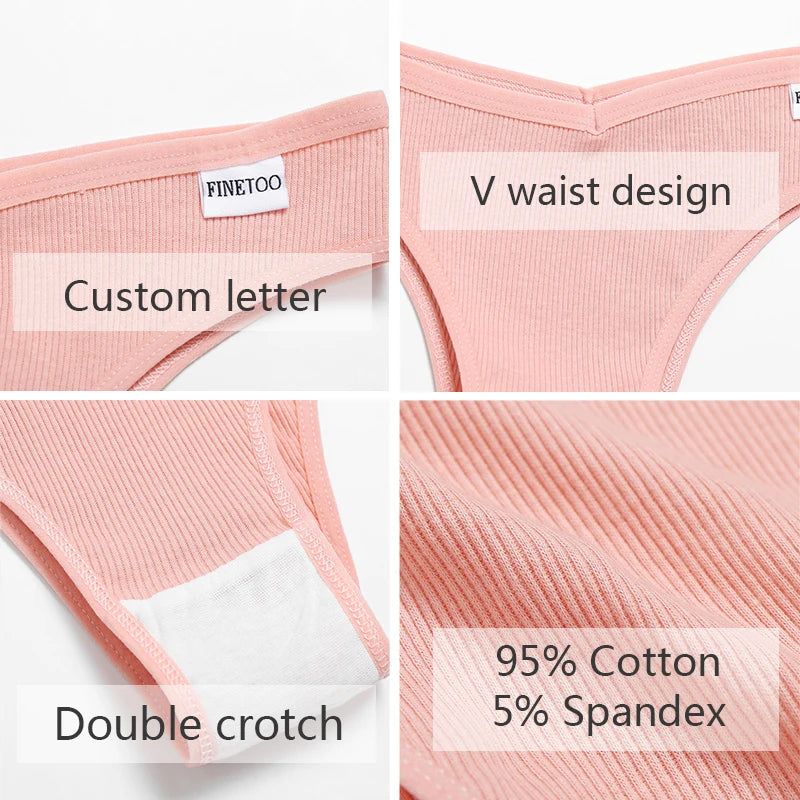 5Pcs/Set Women Cotton Brazilian Panties V Waist Female Underwear