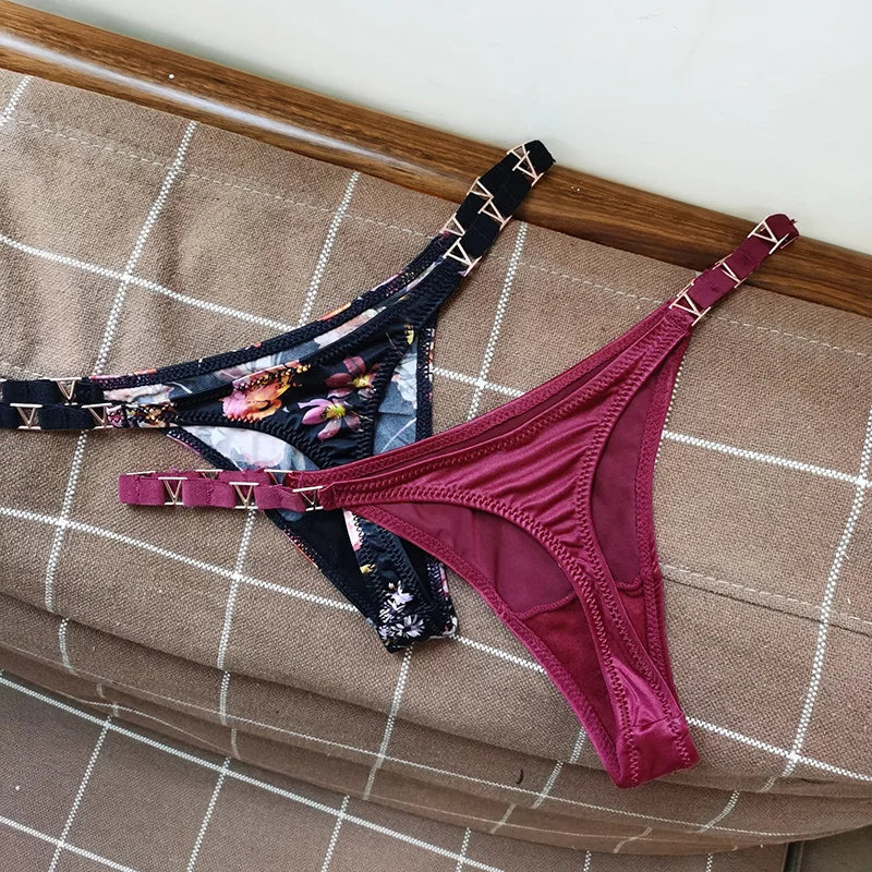 Seamless Sexy Thong Women Underwear Briefs Panties Zebra Flower Low