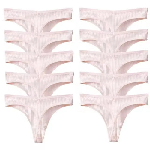 10Pcs/Set Women's New Thong Underwear Cotton Thread Underwear