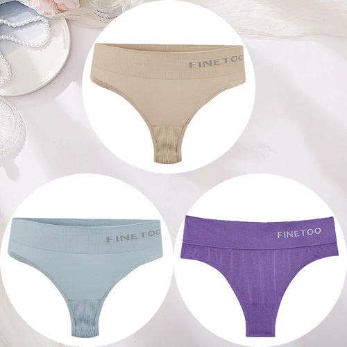 3PCS/Set Women's Panties Sexy Underwear FINETOO Large Size Thong Women
