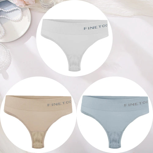 3PCS/Set Women's Panties Sexy Underwear FINETOO Large Size Thong Women