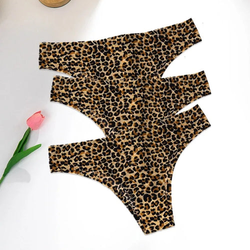 WarmSteps 3Pcs/Set Sexy Leopard Thongs Women's Panties Thongs 2024 New