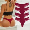 4PCS Cotton G-string Women Lingerie Sexy Lace Panties Thongs Femme