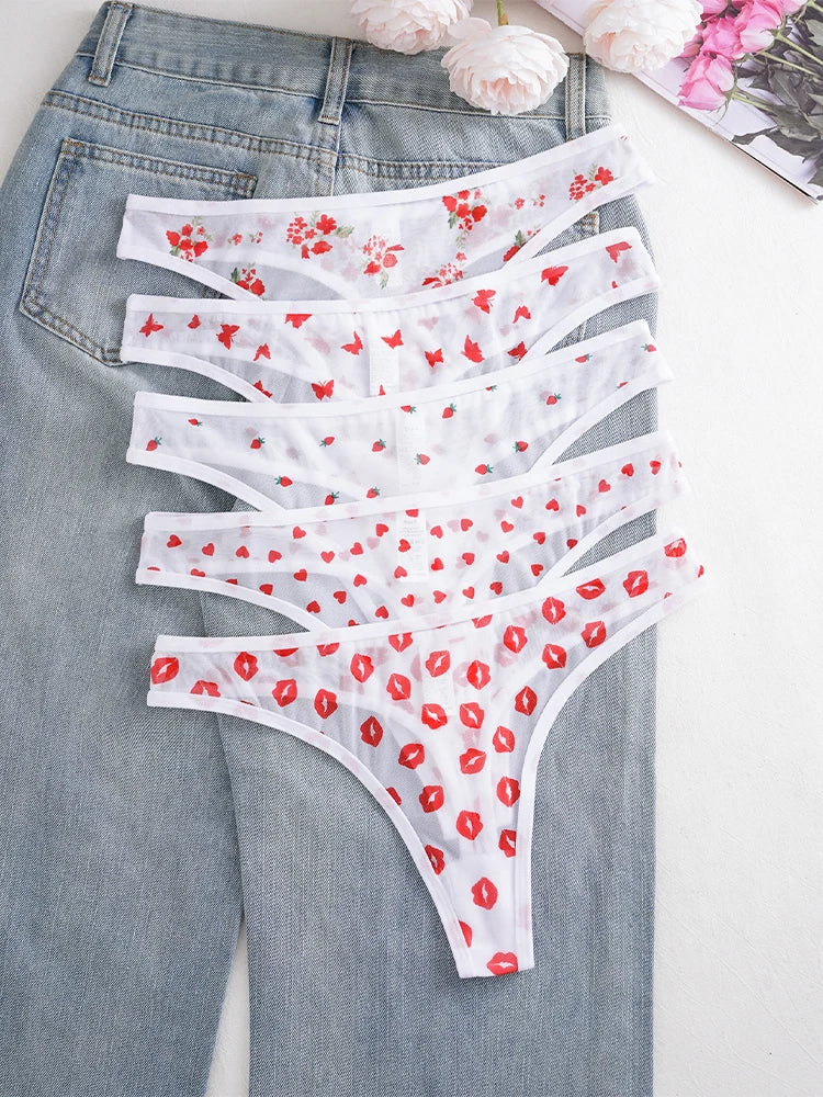 5pcs/Set Print Design Sexy Women thongs Fashion New Panty Underwear