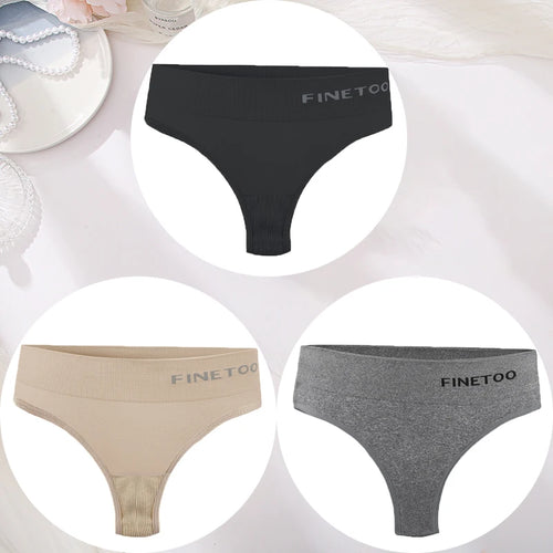 3PCS/Set Women's Panties Sexy Underwear FINETOO Large Size Thong Women
