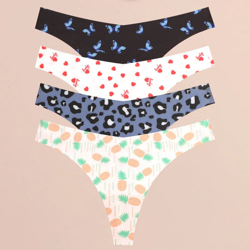 FINETOO 4Pcs Ultra Soft Underwear For Women Sexy Graphic Print