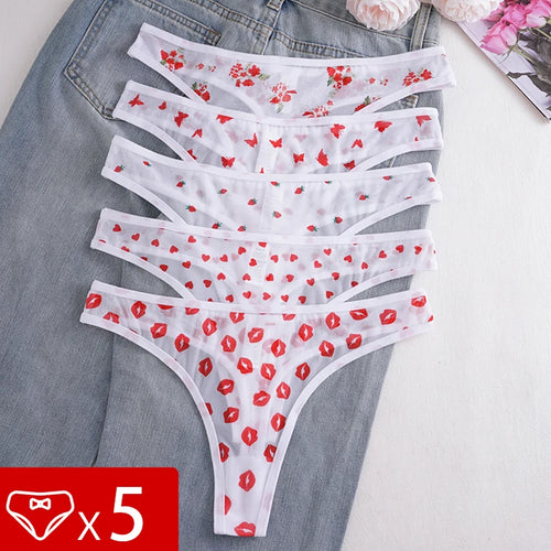5pcs/Set Print Design Sexy Women thongs Fashion New Panty Underwear