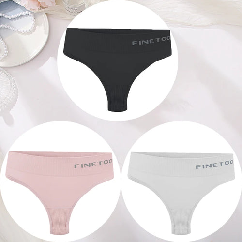 3PCS/Set Women's Panties Sexy Underwear FINETOO Large Size Thong Women