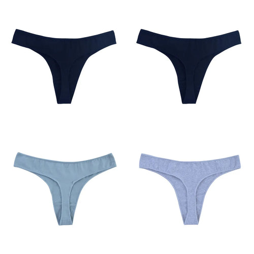 4Pcs/Set Cotton Thongs For Women Low Rise Panties Sexy G-String Female