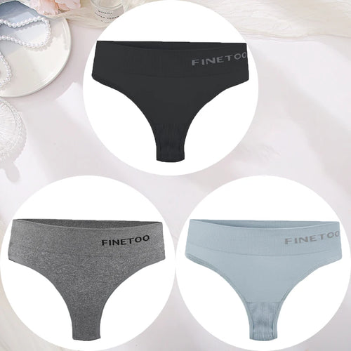 3PCS/Set Women's Panties Sexy Underwear FINETOO Large Size Thong Women