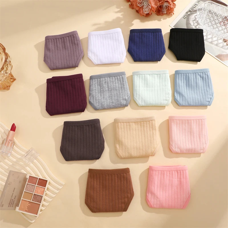 7PCS Women Cotton Striped Thongs Underwear Low Waist G-String Panties