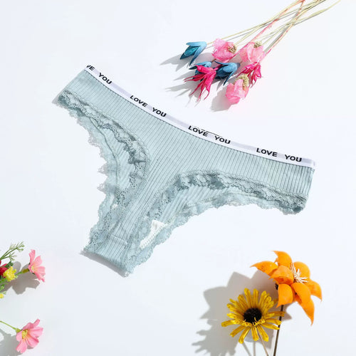 3Pcs/Lot Lace Thong Women's Tanga Low Waist Sexy Lingeries Cotton