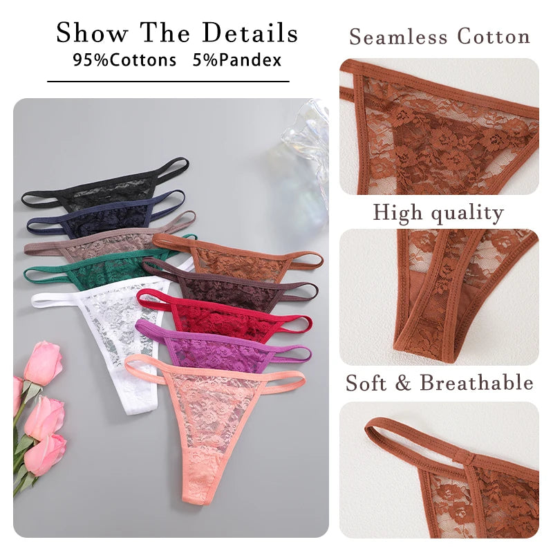 4PCS/Set Women's Underwear Lace Panties Floral Lingerie Woman Panties