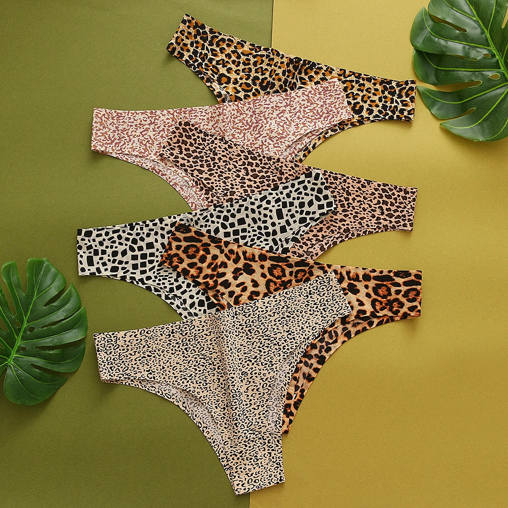 WarmSteps 3Pcs/Set Sexy Leopard Thongs Women's Panties Thongs 2024 New