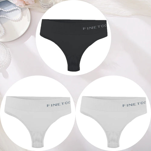 3PCS/Set Women's Panties Sexy Underwear FINETOO Large Size Thong Women