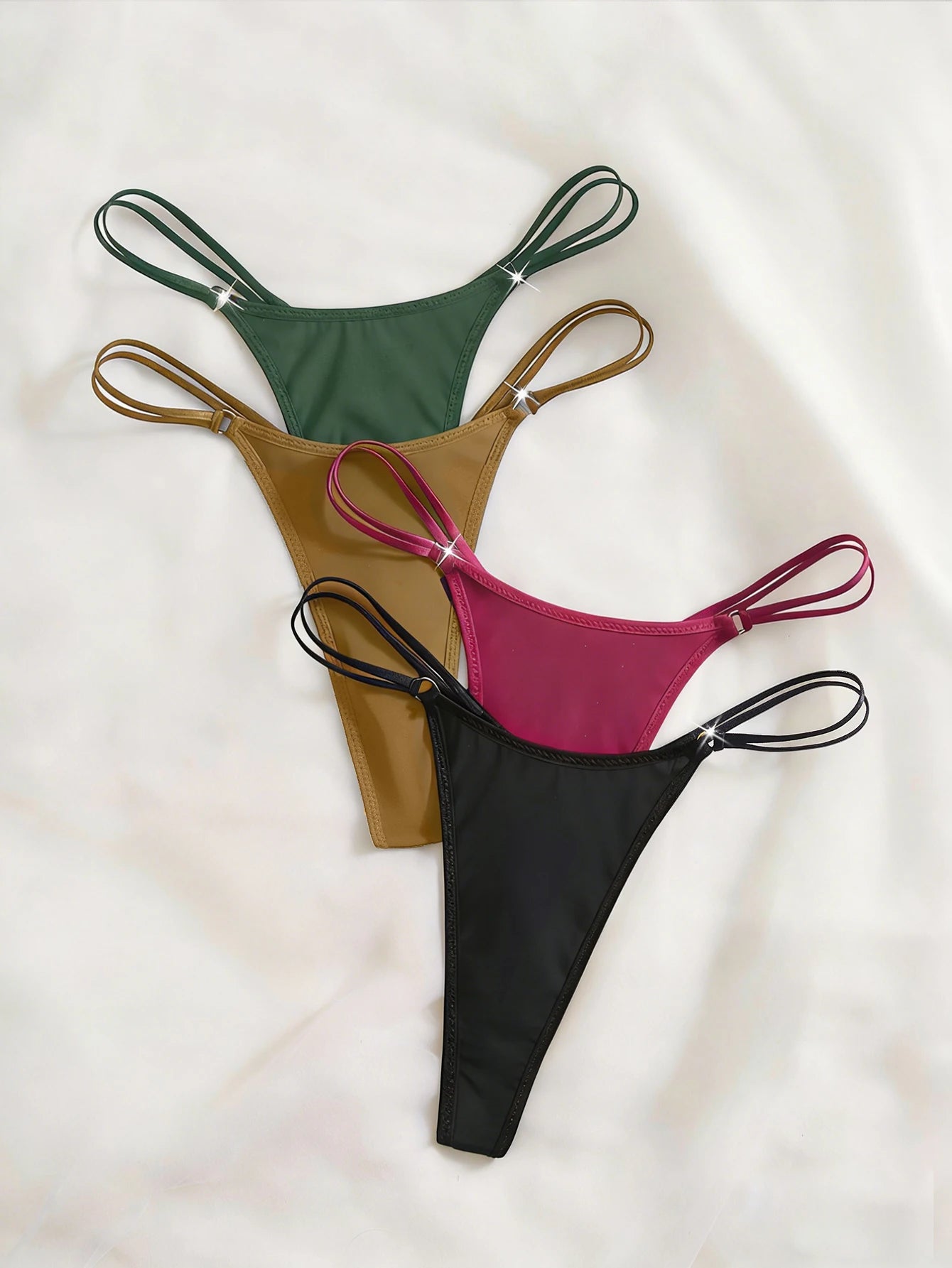 4 Piece Women Panties Sexy Low Rise G‑String Double Waistband Thong