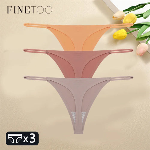 FINETOO 3PCS Women Seamless Thongs Sexy Low Waist Bikini Panties
