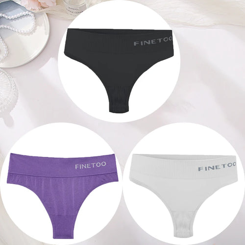 3PCS/Set Women's Panties Sexy Underwear FINETOO Large Size Thong Women