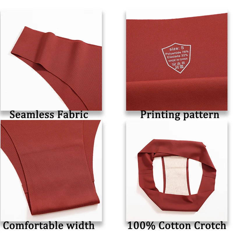 FINETOO 6Pcs/Set Ice Silk Seamless Underwear Low Waisted Brazilian