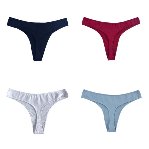 4Pcs/Set Cotton Thongs For Women Low Rise Panties Sexy G-String Female