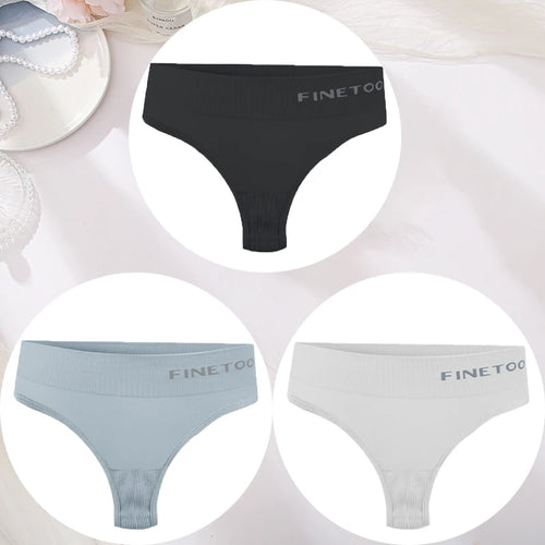 3PCS/Set Women's Panties Sexy Underwear FINETOO Large Size Thong Women