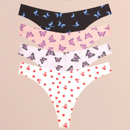 FINETOO 4Pcs Ultra Soft Underwear For Women Sexy Graphic Print