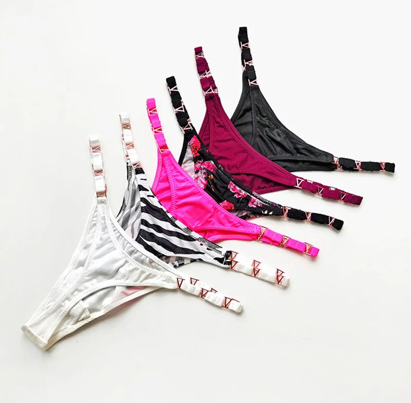 Seamless Sexy Thong Women Underwear Briefs Panties Zebra Flower Low