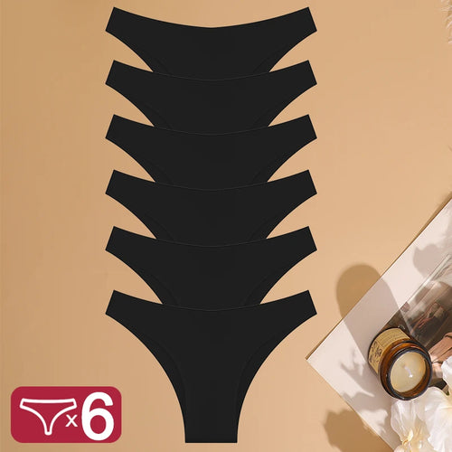 FINETOO 6Pcs/Set Ice Silk Seamless Underwear Low Waisted Brazilian